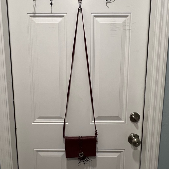 Brighton Burgundy leather crossbody mini-bag/wallet - Picture 2 of 15